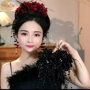 NKSFX Kẹp Nắm, Móng Vuốt Tóc Hoa Mẫu Đơn Nhựa, Tua Rua Thanh Lịch Sequin Hoa Hairgrips Cô Gái