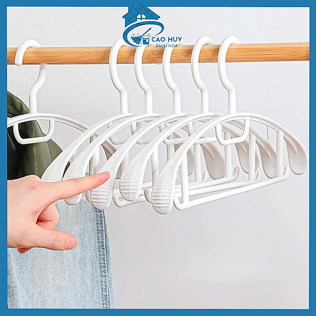 (TẶNG MÓC) Bộ 10 Móc Treo Quần Áo Nhựa Cao Cấp Bản Rộng Chống Trượt, Móc Treo Đồ Đa Năng Tiện Lợi