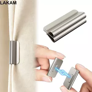 LAKAM 1 cặp kẹp đóng rèm nam châm, khóa cố định rèm kim loại tháo rời cho cửa sổ