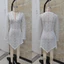 MAPLEPOET-Nữ Boho Sheer Mini Đầm Ren Dài Tay Sâu Cổ Chữ V Bất Đối Xứng Viền Nhìn Xuyên Qua Váy