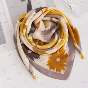 Khăn lụa PYCOU, Vòng cổ khăn vuông hình vuông có khóa từ tính, in hoa nhẹ cổ hoa Khăn quàng cổ du lịch