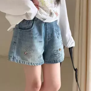 Quần short Denim Hàn Quốc dành cho bé gái Quần nóng mềm thời trang mùa hè