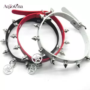 AqToCna Gothic Ngôi Sao Mặt Dây Chuyền Đinh Tán Choker Nữ Punk Da Nealce Trang Sức Gợi Cảm AqToCna