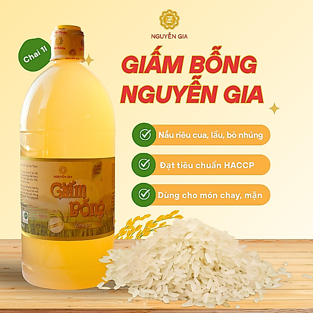 Giấm Bỗng nấu riêu cua, lẩu ốc, bò nhúng giấm,... chai 1L Nguyễn Gia