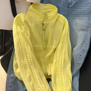 Khâu ren dài tay cổ đứng chống nắng Áo khoác rộng mùa xuân mùa hè thông thường