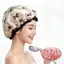 Cod Ba-Mảnh Thiết Lập Hai Lớp Không Thấm Nước Tái Sử Dụng Mũ Tắm Phong Cách Và Độ Đàn Hồi Bowknot In Tóc Bìa Cho Mũ Tắm