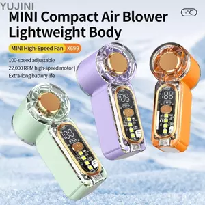 Quạt cầm tay Mini YUJUNI, Quạt USB sạc làm mát không khí, Màn hình LED di động 100 tốc độ có thể điều chỉnh Quạt Turbo tốc độ cao mùa hè