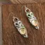 AqToCna Retro Bạc Barn Cú Tòn Ten Bông Tai Màu Vàng Tự Nhiên Citrine Inlay Mặc Hàng Ngày Dự Tiệc Quà Tặng Cho Womenn AqToCna