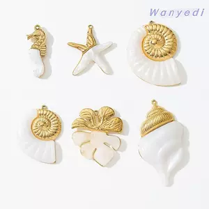 WANYEDI Mặt dây chuyền quyến rũ sao biển, Vòng cổ mặt dây chuyền đi biển bằng thép không gỉ phong cách bãi biển, Charm Craft Size lớn Chủ đề đại dương Handmade Phụ kiện quyến rũ để làm đồ trang sức