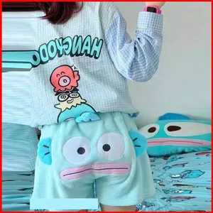 GC1 Mùa Hè Mới Dễ Thương Lạ Sanrio Hangyodon Thêu Quần Short Nữ Sinh Viên Pyjama Quần Sang Trọng Rời Thường Ngày GC1