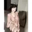 Áo sơ mi voan hoa hồng dành cho nữ mùa hè cổ chữ v cao cấp đính cườm Áo sơ mi tay áo Trumpet đẹp độc đáo