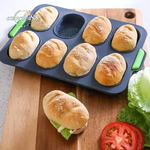 Khuôn Bánh CATMALLER88, Chảo Bánh Mì Silicon Cấp Thực Phẩm Ellipse, Dụng Cụ Nướng Muffin Chống Dính 8 Cup Dụng Cụ Nướng Bánh Máy Nướng