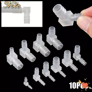 NOTE1 10 Phụ kiện bể cá, Đầu nối khuỷu tay bằng nhựa PP 4-20mm, Máy sục khí ống tháp 90 độ trong suốt