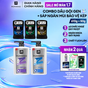 Combo Sáp ngăn mùi cho nam Romano 50g + Dầu gội GenZ 610g