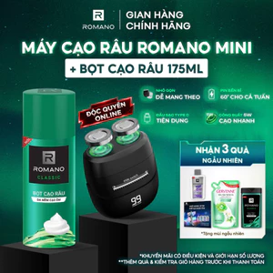 COMBO Máy Cạo Râu Mini Nam Cao Cấp Romano Và Bọt Cạo Râu 175ml / Tắm gội 2in1 650g / Xịt khử mùi GenZ 196ml