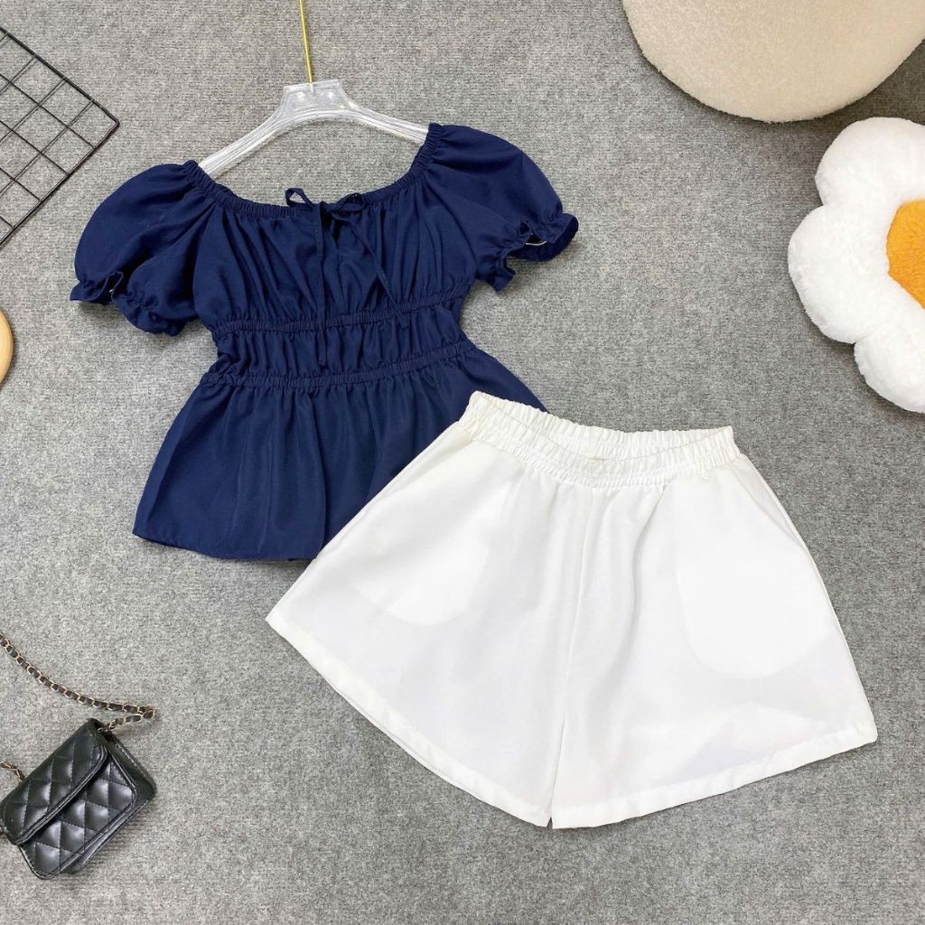 Set Bộ Bigsize Nữ Thời Trang Trẻ Trung–Áo Kiểu Tay Ngắn + Quần Đùi Dáng A SET(A282+Q500)