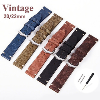 Vintage Top Layer Da Thật Chính Hãng Dây Đeo Đồng Hồ 20 Mm 22 Mm Retro Da Bò Dây Đeo Đồng Hồ Nam Nữ Cho SEIKO 5 Cá Ngừ Cổ Điển Đồng Hồ Thạch Anh Vòng Tay
