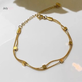 Vòng tay thép titan nhỏ hình vuông, màu sắc bền lâu - Món quà thời trang