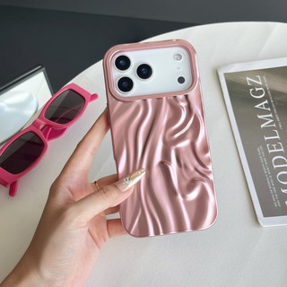 Mạ Điện Mờ Bạc Hồng Nước Ripple Ốp Lưng Điện Thoại iPhone 17Promax 17Pro 16Promax 13 14 15 Pro Max Silicon Mềm Chống Sốc Nam Nữ Vỏ Di Động