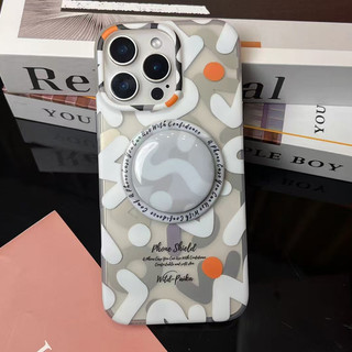 Ngụy trang cá tính chữ graffiti vỏ điện thoại từ tính mạnh cho iPhone 16 15 14 13 Pro Max