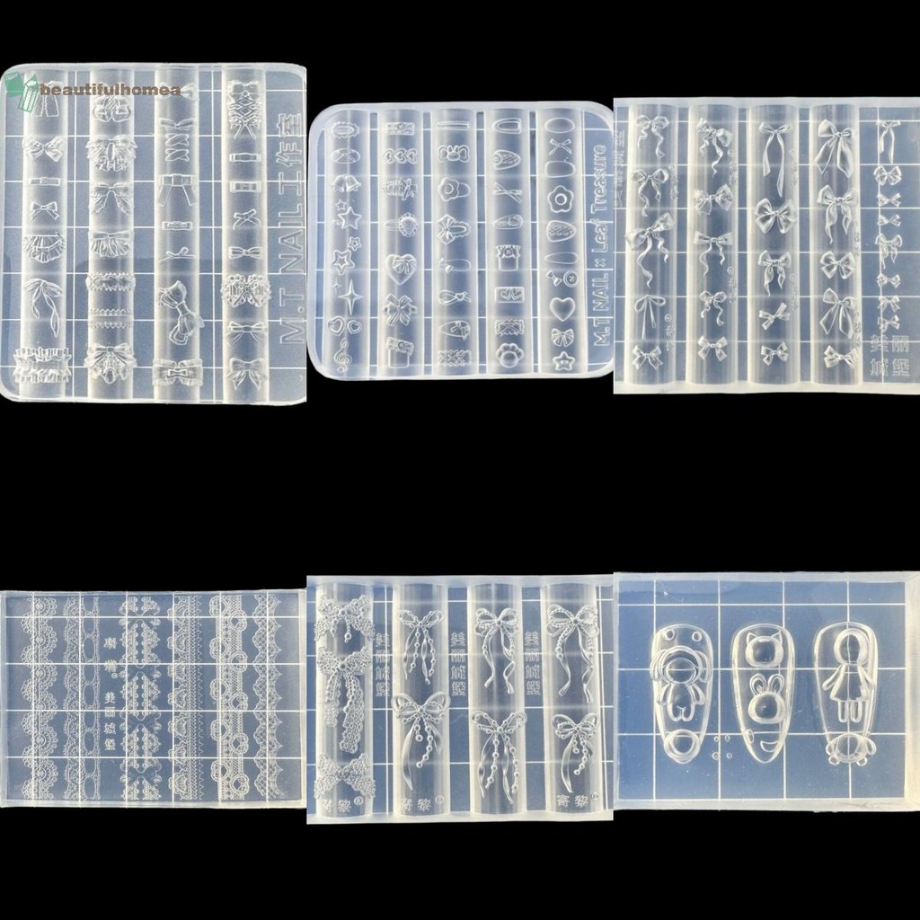 BeautifulHomeA Nơ 3D Khuôn Làm Móng Tay Silicon Hoa Ngọt Ngào Trái Tim Ren Móng Tay Trong Suốt Mẫu DIY Nail Art Trang Trí Dụng Cụ Thiết Kế Làm Móng Tay VN