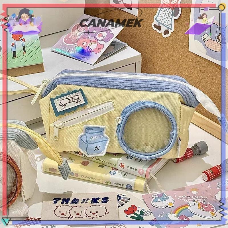 CANAMEK Đáng Yêu Dung Tích Lớn Burger Hộp Đựng Bút Chì Nhiều Lớp Sinh Viên Phong Cách Nhật Bản Cao Thẩm Mỹ Giá Trị Văn Phòng Phẩm Đa Năng CSF