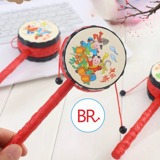 Trống lắc tay truyền thống vui nhộn đồ chơi cho bé - Trống gỗ Trung Thu họa tiết dân gian in nổi bắt mắt ANGIHOME