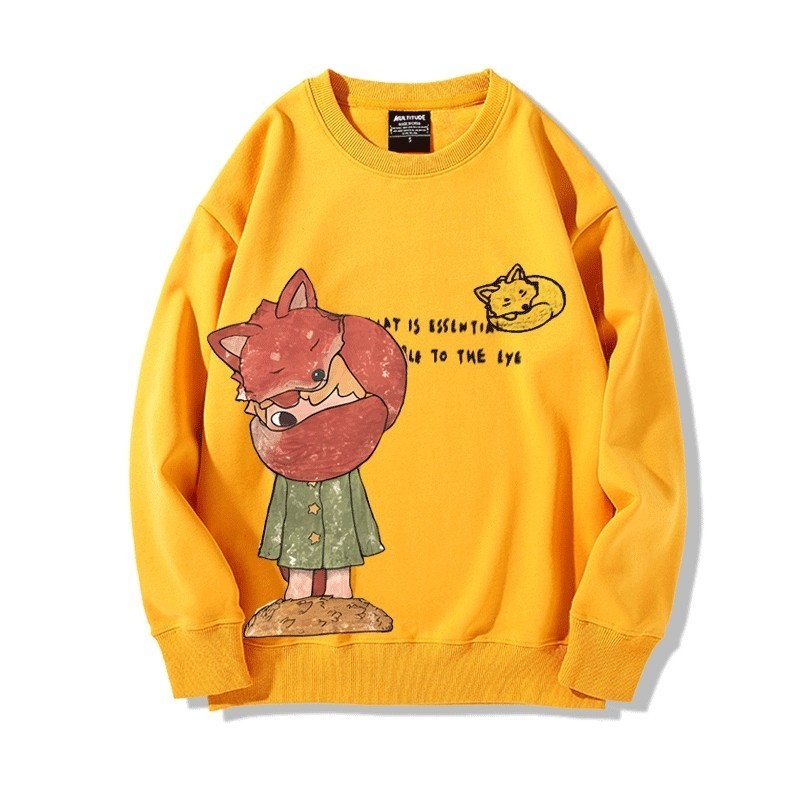 Cặp đôi thời trang Hirono Ono - Áo hoodie cổ tròn và quần áo đồng bộ, phong cách hoàng tử nhỏ, thích hợp mùa thu đông