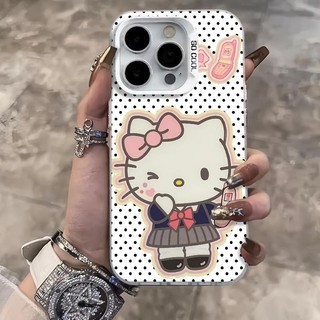 Ốp lưng iPhone hình Hello Kitty đồng phục học sinh công nghệ IMD chống trầy | Tương thích iPhone 16/15/14/13/12/11 Pro M