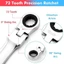 Cờ lê Ratchet hai đầu EDIWANY, Cờ lê kết hợp Ratchet phát hành nhanh, 72 răng 6-22mm Dụng cụ cầm tay