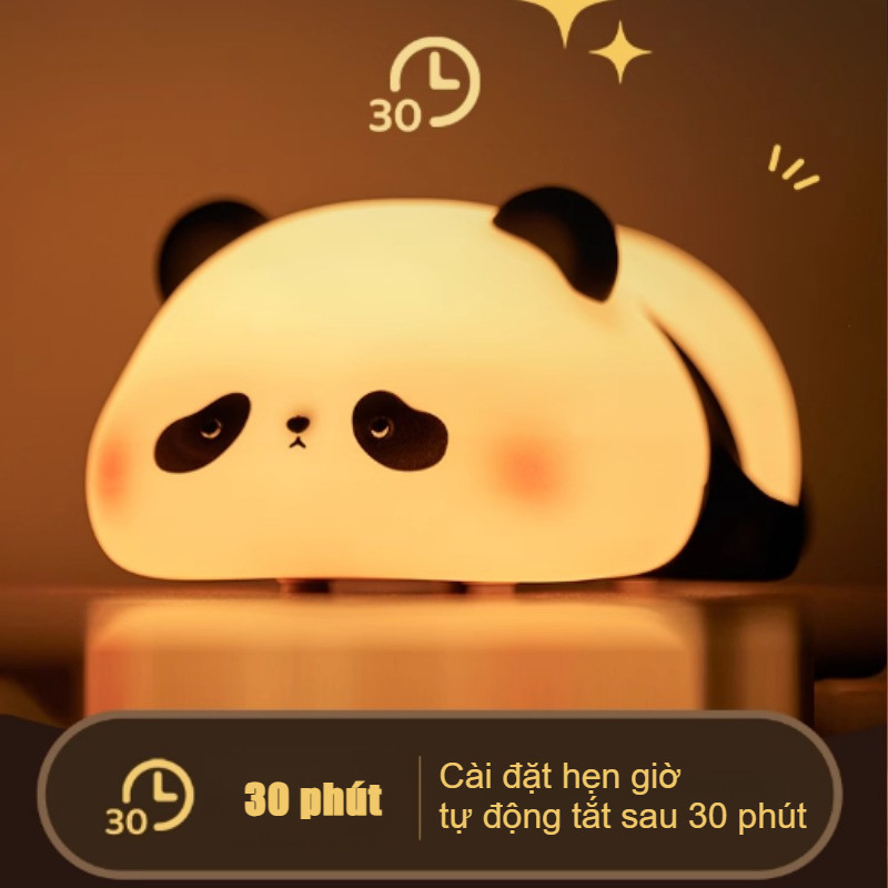 Đèn ngủ silicon panda ngộ nghĩnh dễ thương, 7 Mức độ sáng, Chất liệu silicon an toàn, quà tặng đáng yêu