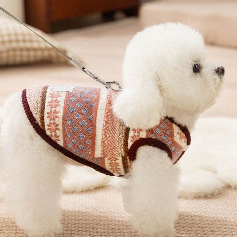 【Ready Stock】 Pet Clothing Small and Medium-Sized Dogs Teddy Bichon Autumn and Winter Warm Cat Traction Snowflake Sweater Dog Clothes bfNa