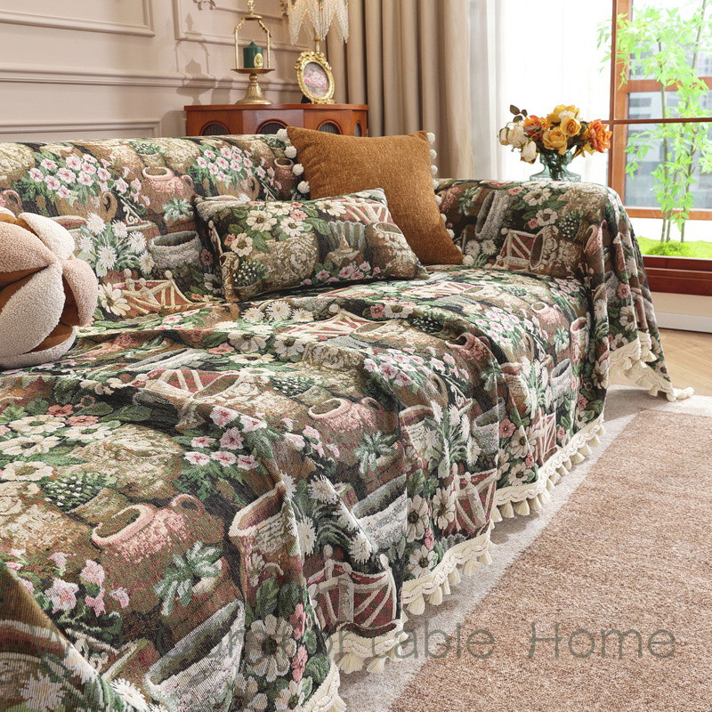 2025 Phong Cách Mới Phong Cách Châu Âu Cao Cấp Sofa Bao Vải Bốn Mùa Đa Năng Bao Gồm Tất Cả Jacquard Một Toàn Bộ Sofa Bao Chăn Khăn