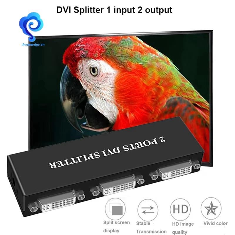 [dreamedge] Bộ chia DVI 1X2 Bộ chuyển đổi mở rộng công tắc 1 đầu vào DVI-D và 2 đầu ra DVI-D Màn hình kép để hiển thị máy tính
