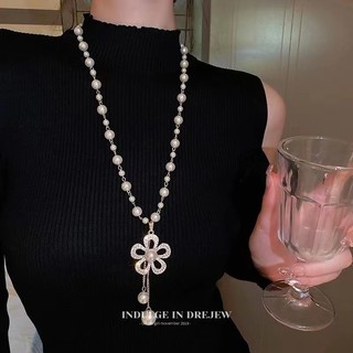 Vòng cổ ngọc trai phù hợp với áo len và dây xích, style Trung Hoa đơn giản,ideal cho mùa thu đông