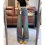 Quần Jeans Nữ Ống Rộng In Hình Cầu Vồng Graffiti Phong Cách Mới
