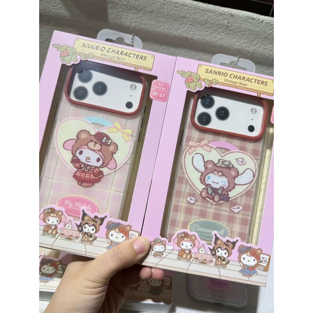 Sanrio iPhone 17Pro Melody Dễ Thương Retro Quế Chó Kẻ Sọc Bao Gồm Tất Cả Chống Sốc