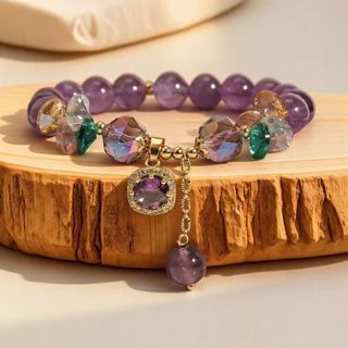 🔥Vòng tay tím thủy tinh hot xuất khẩu - Vòng tay nữ thiết kế độc đáo phong Ins khảm zircon siêu nhỏ buôn sỉ