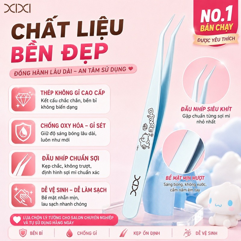 Xixi Nhíp Gắp Lông Mi Giả Lớp Phủ Chống Dính Cao Cấp Hỗ Trợ Gắn Mi Chính Xác Dễ Sử Dụng GJ225