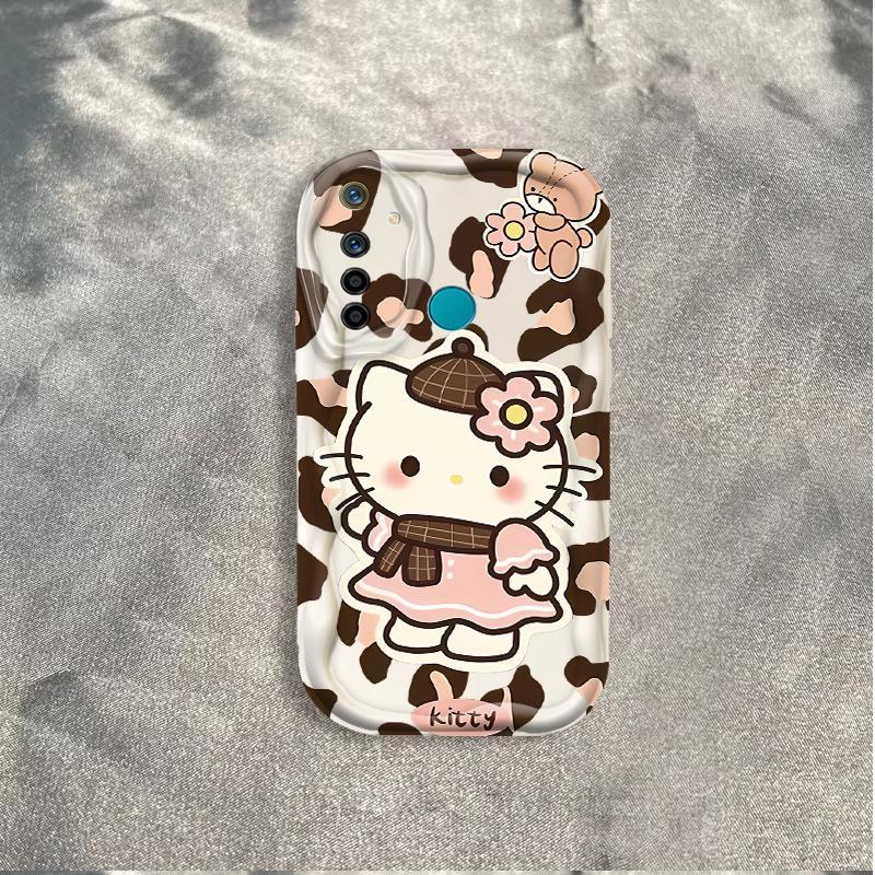 Vỏ Silicon Hoạt Hình Cho Realme 5 5i 5S 6i 3D Vỏ Điện Thoại Mềm TPU Da Báo In Hình Kitty Ốp Lưng Chống Sốc