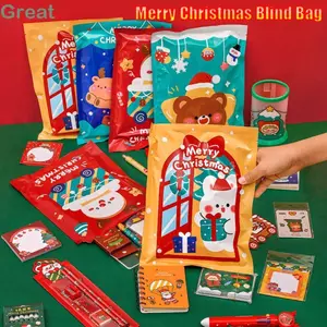 Túi mù văn phòng phẩm Giáng sinh tuyệt vời, Phim hoạt hình vui nhộn Sổ tay Giáng sinh Bộ văn phòng phẩm, Quà tặng Giáng sinh Túi mù may mắn Đồ dùng học sinh