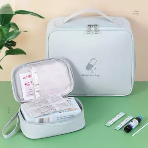 Túi đựng thuốc AWNGD, Bộ sơ cứu xếp lớp dung tích lớn, Bộ dụng cụ khẩn cấp gia đình màu hồng / xanh / xám nhẹ ngoài trời