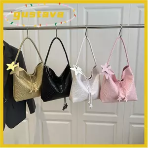 Túi tote họa tiết GUSTAVA, Ví đeo vai dây rút bằng da PU, Dây rút đóng cửa Thiết kế rộng rãi Dung tích lớn Túi tote nữ