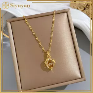 Siyuyan Cặp Đôi Mẹ Và Con Cá Heo Đánh Zircon Mặt Dây Chuyền Nelace Cho Nữ Đừng Phai Màu Trái Tim Động Vật Trang Sức Kid Quà Tặng Sinh Nhật VN