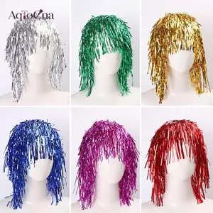 AqToCna Lá Tinsel Tóc Giả Trang Phục Cosplay Ngộ nghĩnh Sáng Bóng Mũ Kim Loại Phụ Kiện Tóc Cho Đảng Carnival Hóa Trang Tóc Giả AqToCna