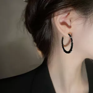 Xa Xa Cao Cấp Pha Lê Đen Bông Tai Lớn Bông Tai Phong Cách Mới Thời Trang Phóng Đại Bông Tai Cao Cấp E14442026-6-11