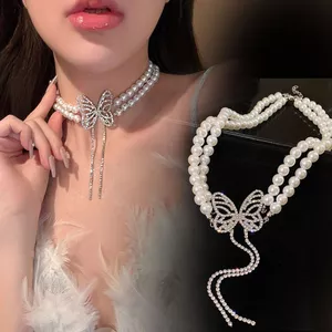 Hàng Ngày Bữa Tối Đẹp Bữa Tiệc C-Bit Vòng Cổ Bướm Ngọc Trai Hai Lớp Cao Cấp Xương Đòn Dây Chuyền Sang Trọng choker Vòng Cổ N3122026-6-11