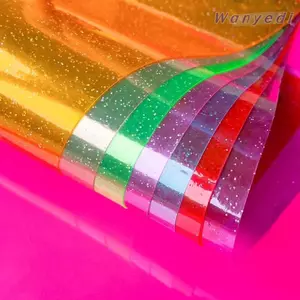 WANYEDI PVC Thạch Vinyl Vải, Thủ Công Thủ Công Lấp Lánh Vải Vinyl Trong Suốt, Chất Liệu Trang Trí Linh Hoạt Chống Thấm Nước Giả Da Tổng Hợp DIY Túi