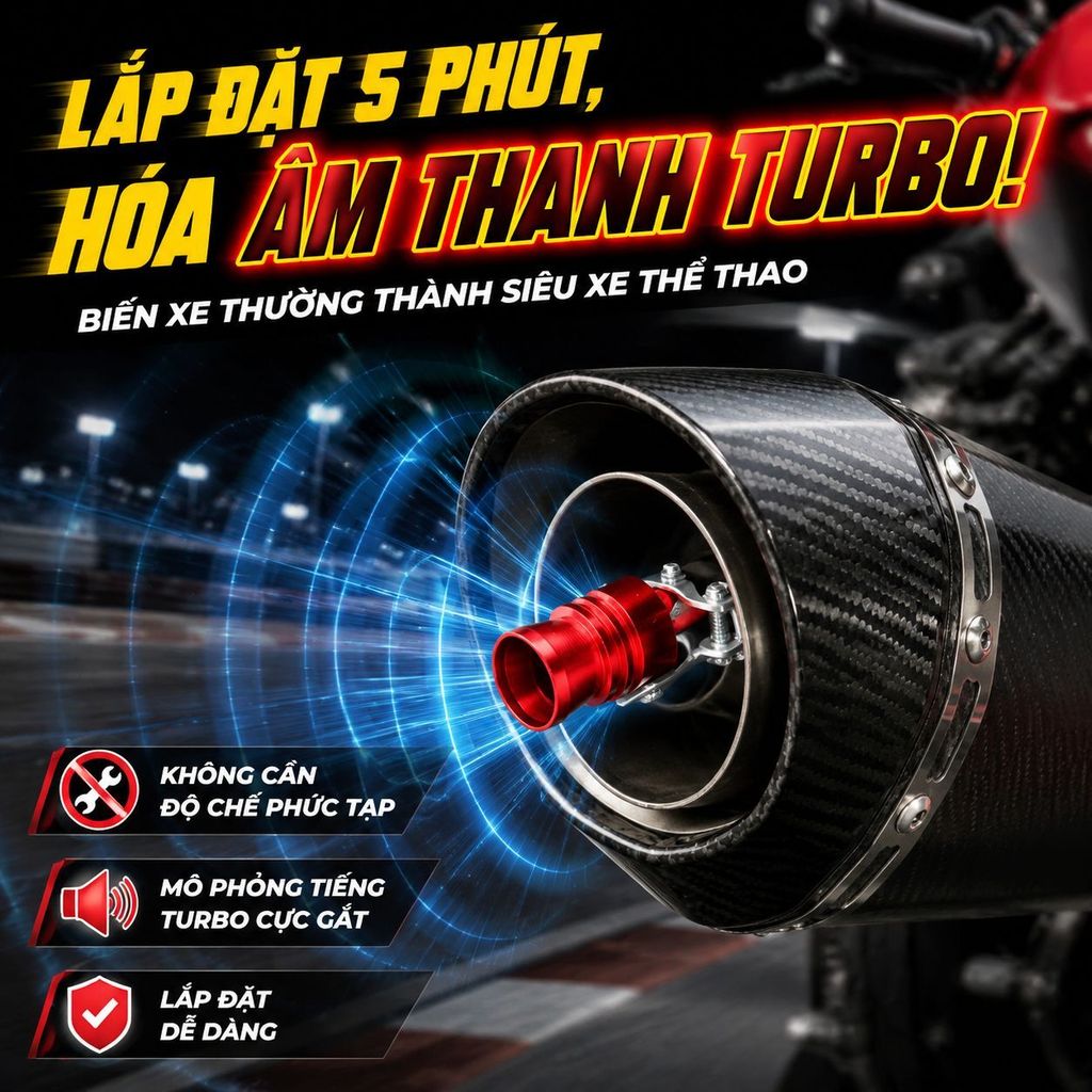 ⚡Ship Nhanh⚡Âm thanh turbo thật Còi xả ô tô | Mô phỏng tăng áp Bộ phát âm thanh xả | Thể thao mạnh mẽ Còi turbo xe máy