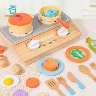 Gamchiano Giả Vờ Bếp Nấu Ăn Trẻ Em Để Bàn Bộ Đồ Chơi Nhà Bếp Bằng Gỗ Chơi Bếp Nhiều Màu Sắc Cho Trẻ Em